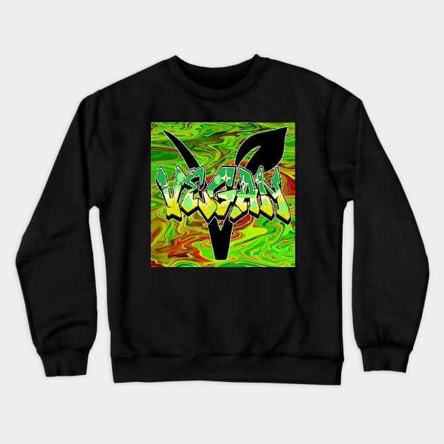 Vegan V Green Crewneck Sweatshirt by LowEndGraphics